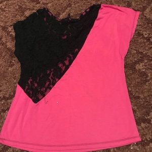 Girls pink and black stylish top.